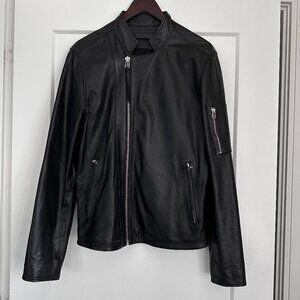 TIGER OF SWEDEN RIKKI LEATHER BIKER JACKET IN BLACK